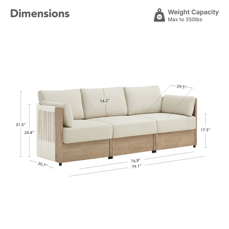 Canapé modulaire d'extérieur 3 pièces