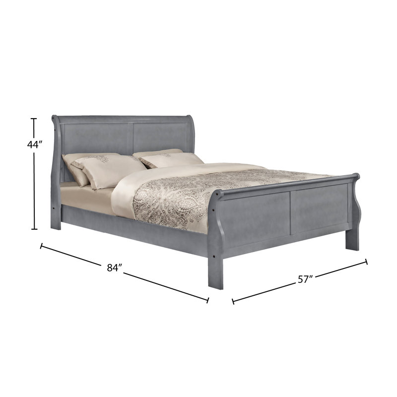 Lit-bateau en bois massif Hemmer, Double, Gris