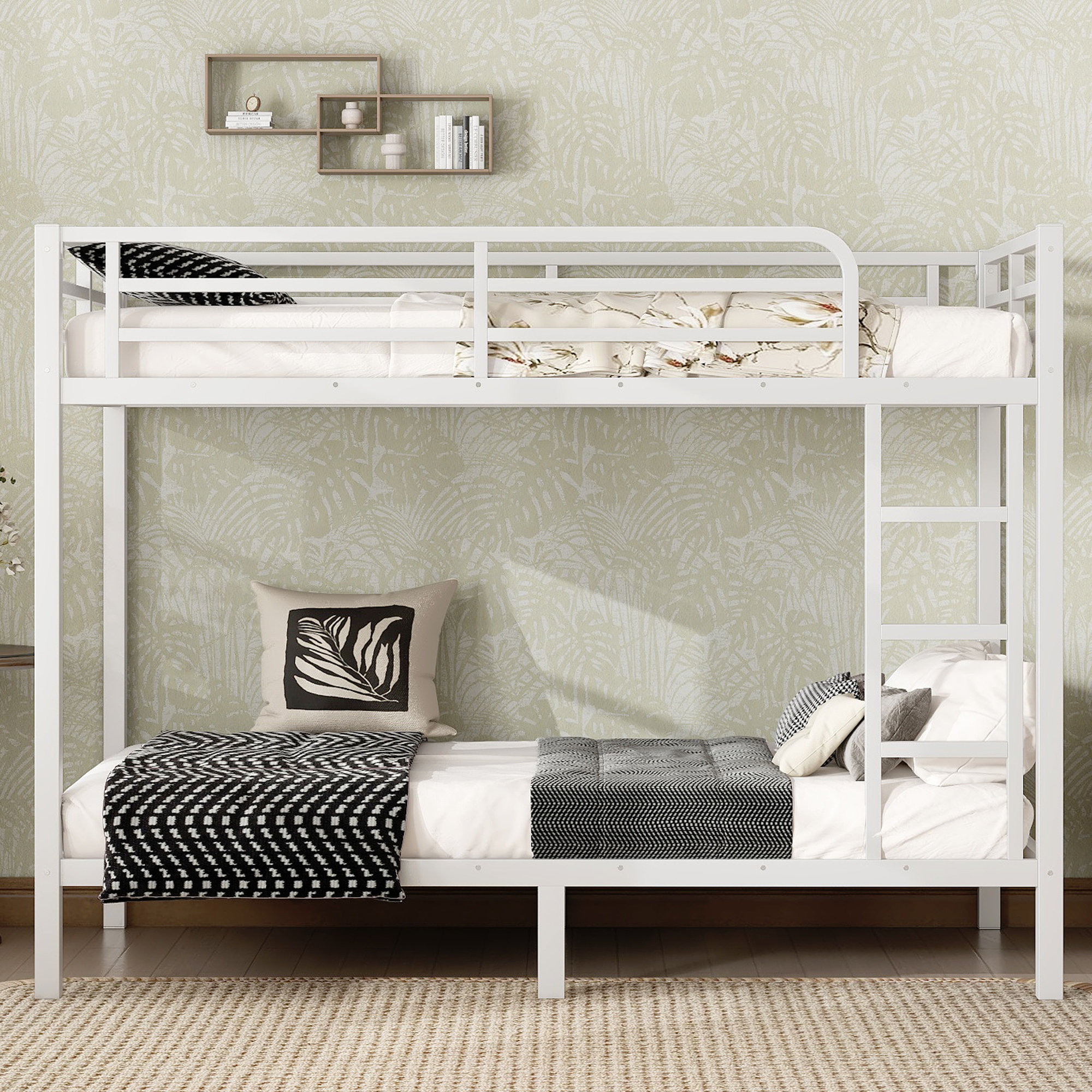 Ivy Bronx Metal Twin XL over Twin XL Bunk Bed for Teens & Adults, Space ...