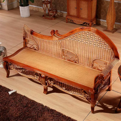 Chaise longue de loisirs en rotin et bois massif tissé