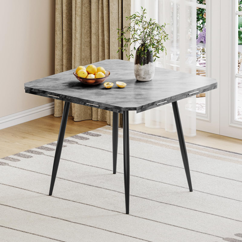 Round Metal Base Dining Table, Grey