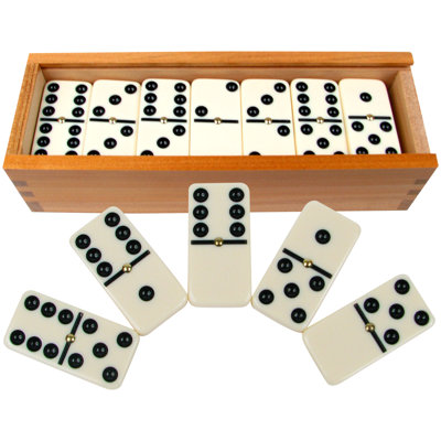Ensemble 28 pièces dominos ivoire pour adultes et enfants avec étui de rangement en bois