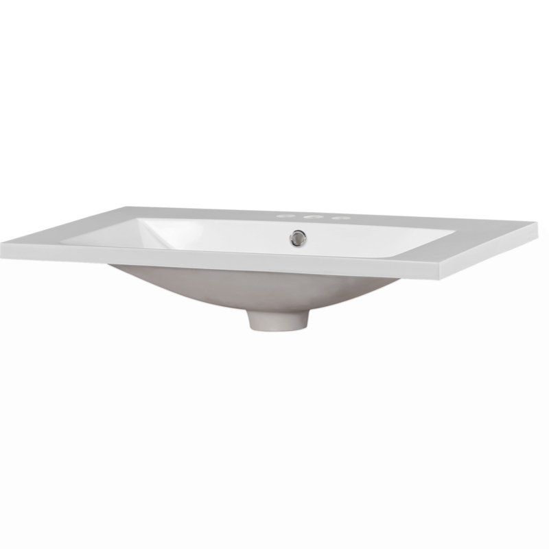Lavabo de salle de bain rectangulaire en résine, lavabo de meuble-lavabo seulement, robinet, robinet et armoire non inclus