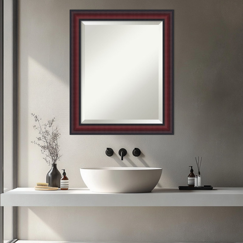 Miroir mural de salle de bain Dalat, 23,75 po x 19,75 po, Cerisier