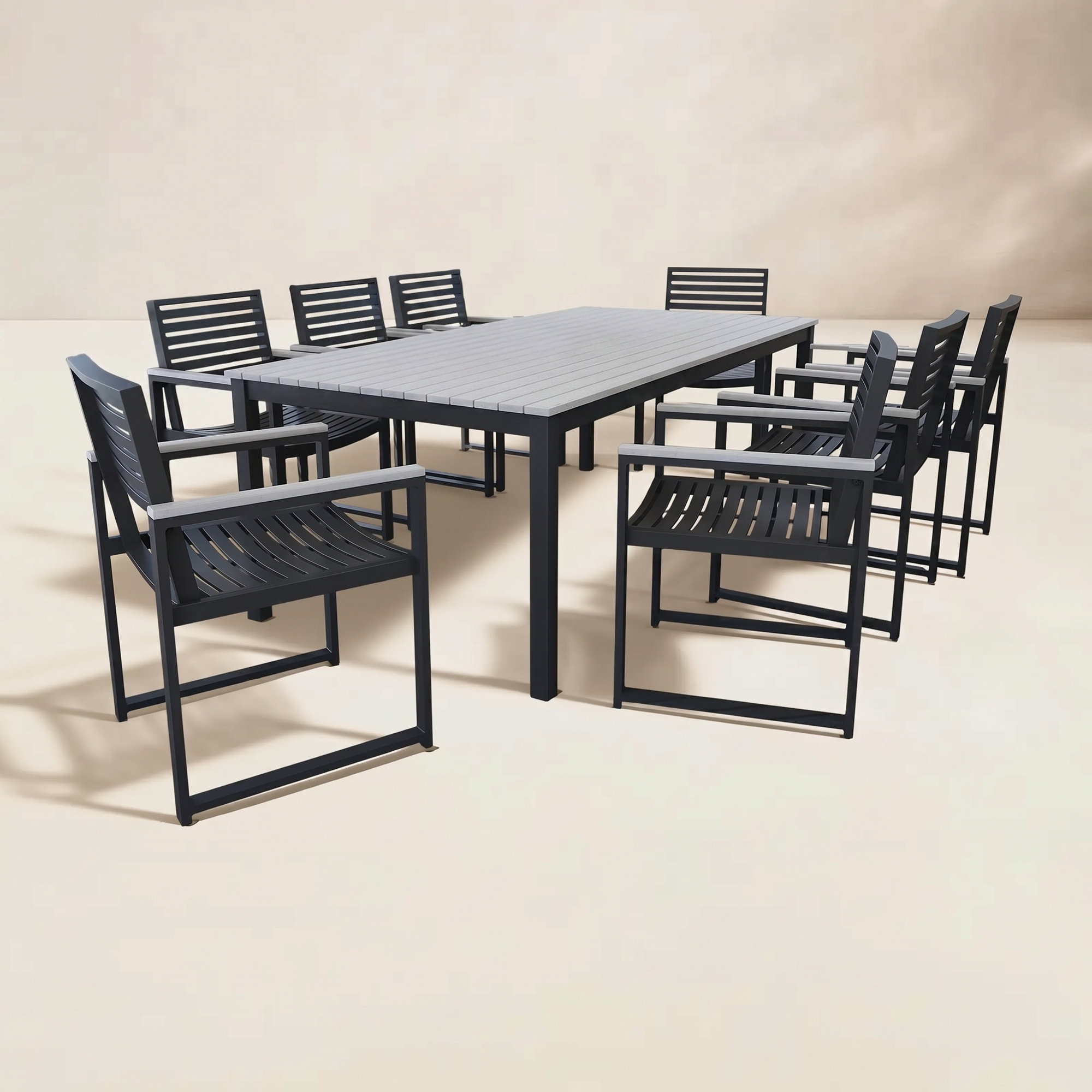Townsend 41'' Rectangular 8 - Person Outdoor Dining Set, White/Dark Gray