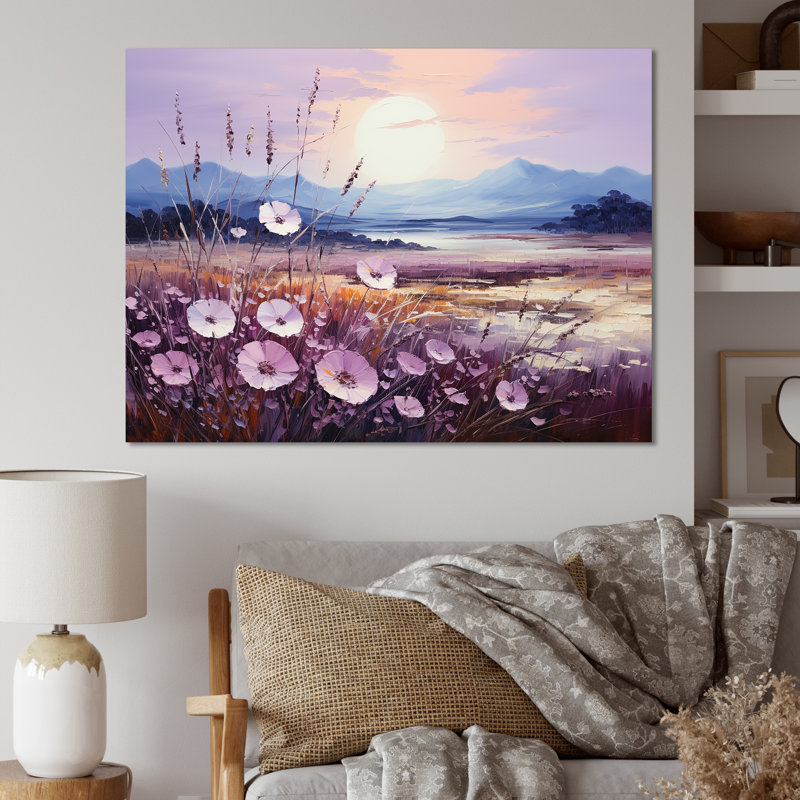 Harmonious Violet Flowers Field I sur toile, Toile tendue, H 12 po x l 20 po x P 0,5 po