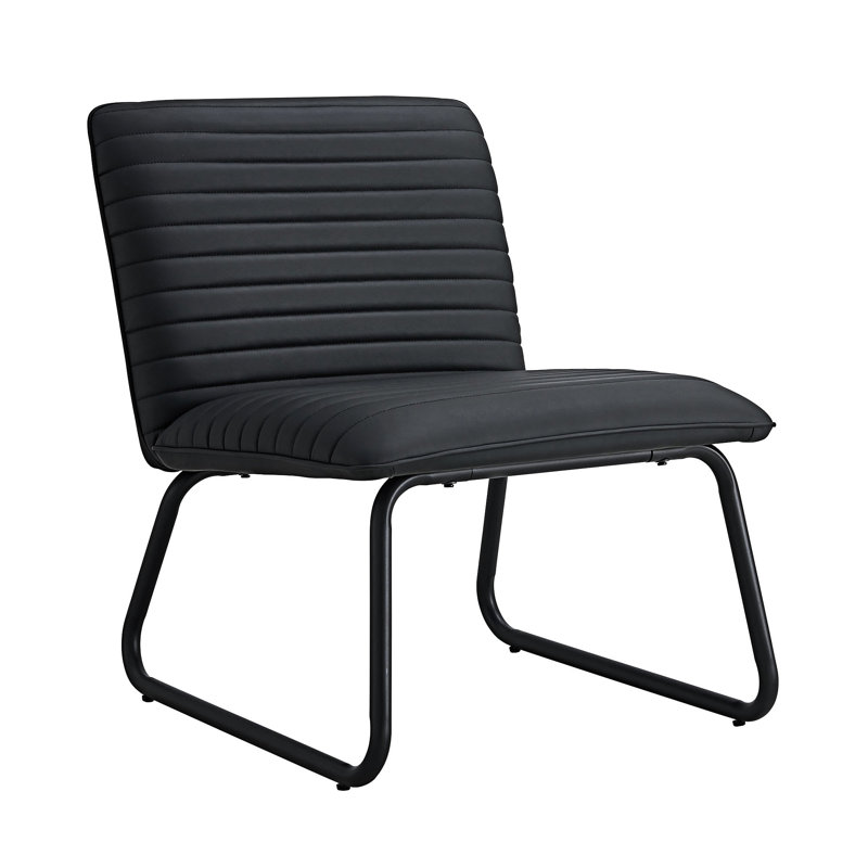 Chaise rembourrée sans accoudoirs Minimalist, Similicuir noir, Noir, noir, noir, noir
