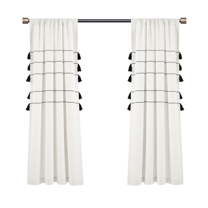 Paire de rideaux semi-transparents avec passe-tringle , Ivoire, L 42 po x L 63 po