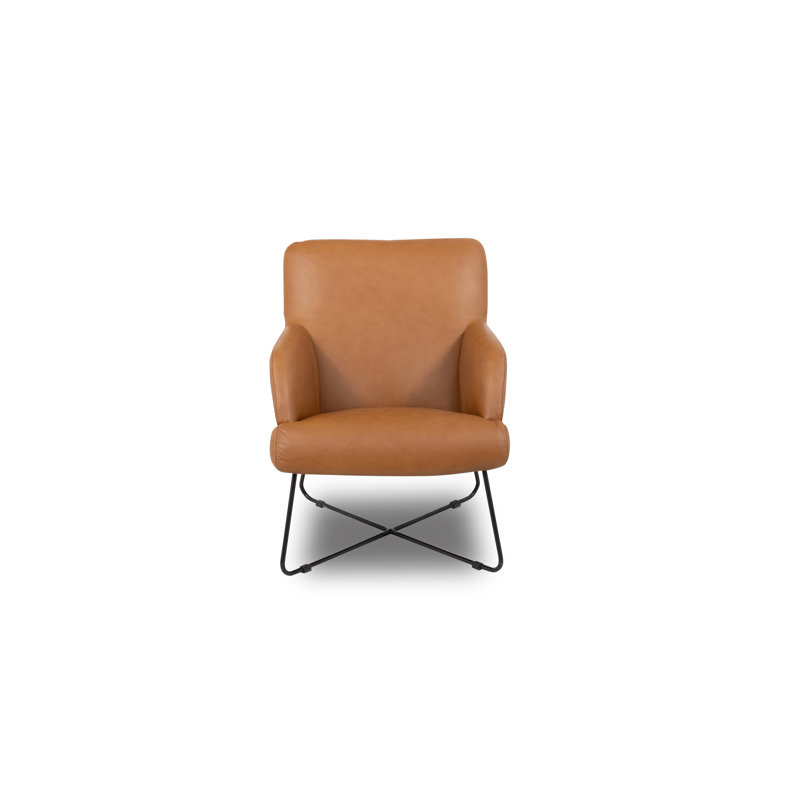 Averie Genuine Leather Designer Armchair, Cognac