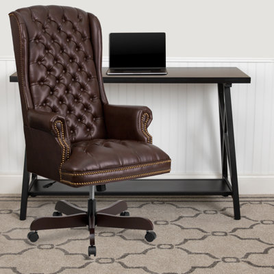High Back Traditional Tufted LeatherSoft Executive Swivel Ergonomic Office Chair