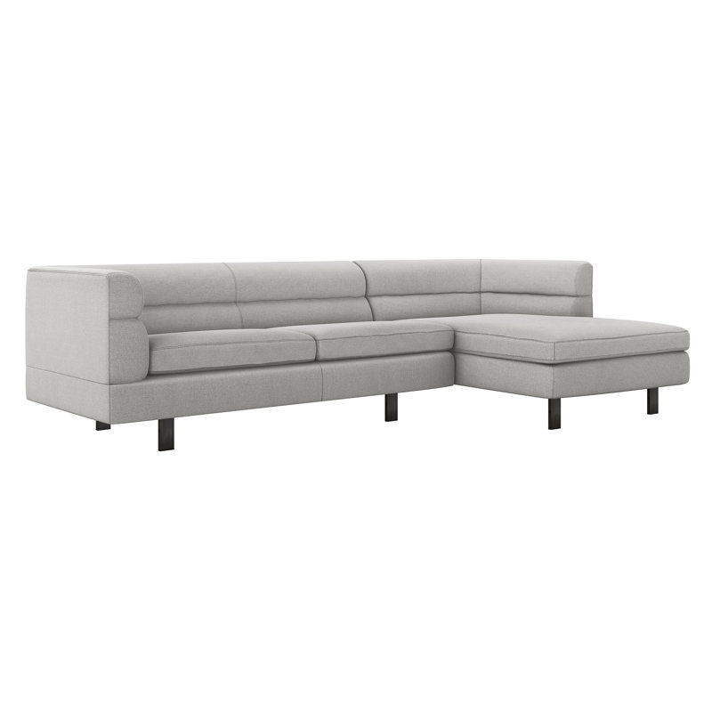 Ornette Chaise Sectional, Pure Gray 100% Polyester, Right Hand Facing, Black