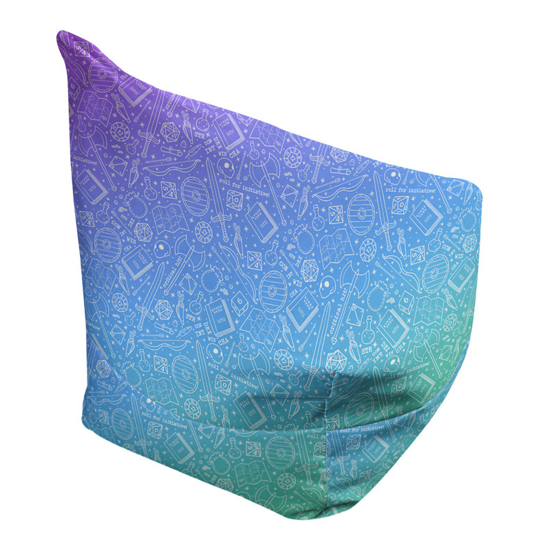Sac de pois Kitterman, H 38 po x L 42 po x P 29 po, Pouf fauteuil, Mauve/bleu ciel profond/bleu