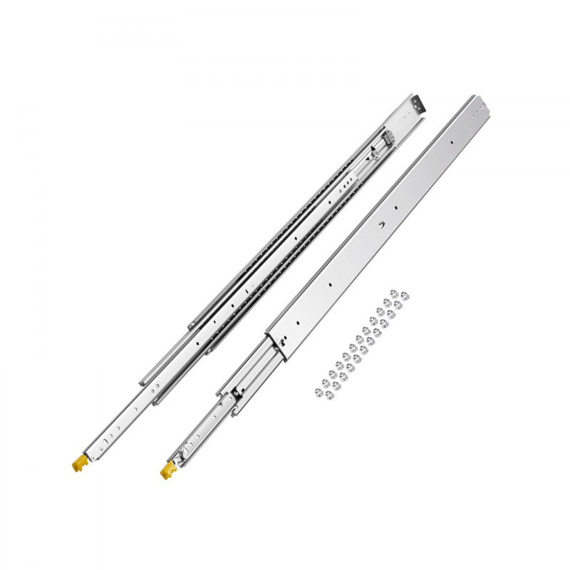 1 paire de coulisses de tiroir à extension complète, 18, 20, 22, 28, 30, 32, 36, 38, 40, 44, 48, 52, 56 et 60 pouces, capacité de charge de 500 lb, coulisses de tiroir verrouillables, roulement à billes avec verrouillage, rail de montage latéral