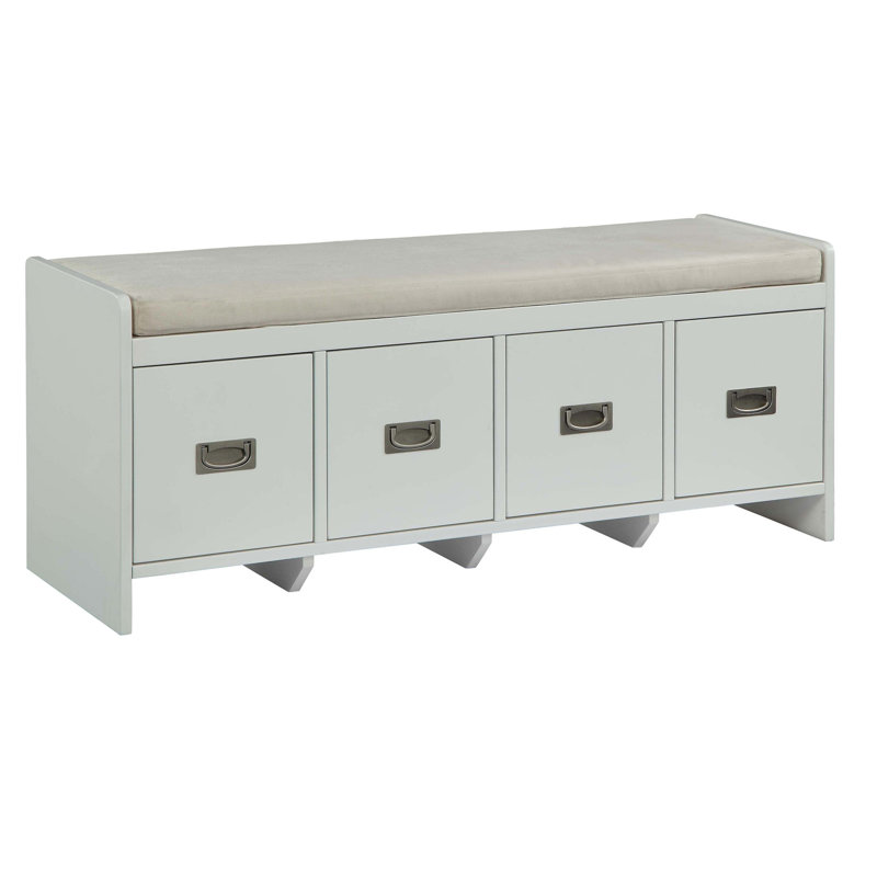 Beige and White Bench with Storage
