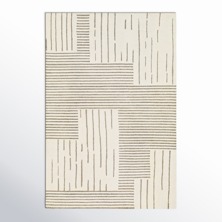 Roma Striped Hand Tufted Wool Area Rug in Gray