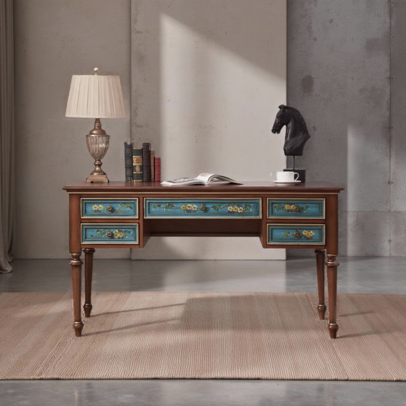 Bureau peint de style rétro, H 29,53 po x l 55,12 po x P 23,62 po
