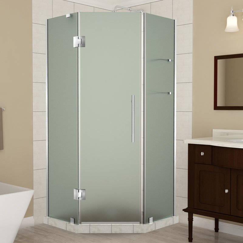 Merrick GS Hinged Frameless Shower Door, Stainless Steel