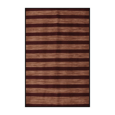 Tapis noir à rayures horizontales lavable à la machine