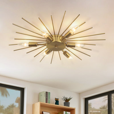 6 - Light 23.82" Dimmable Linear / Sputnik Flush Mount Lighting