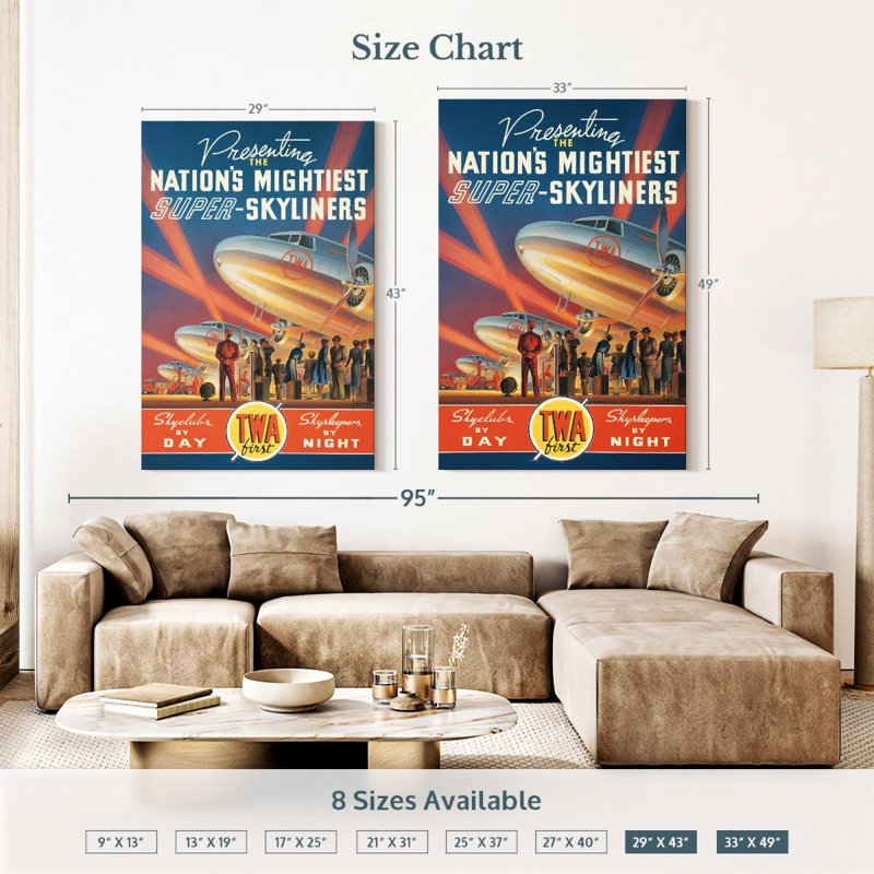 Mehar TWA Super Skyliners, 51" H x 34" W