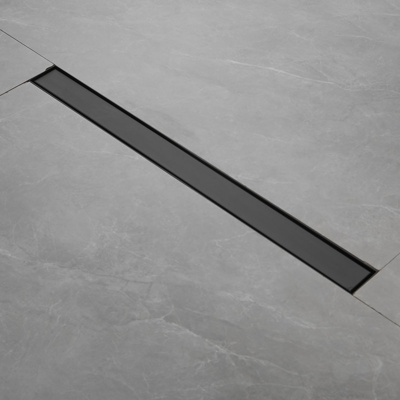 32'' Matte Black Stainless Steel Linear Shower Drain with Slot Pattern Cover