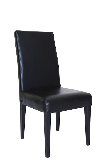 Chaise en vinyle noir avec pieds en acier à finition noire, 17 lb