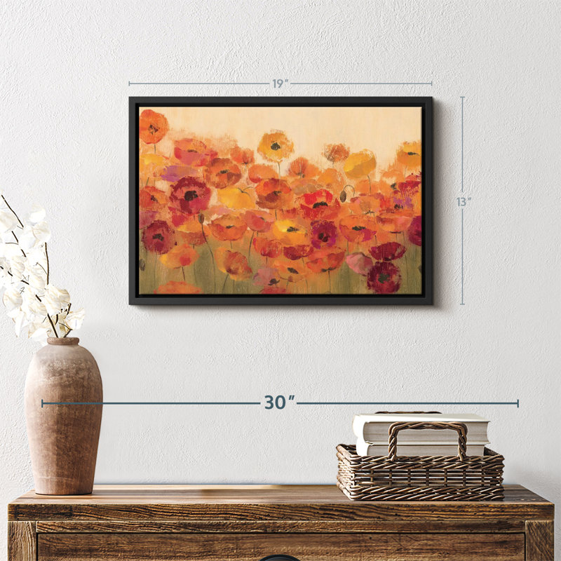 Abstrait "Coquelicots d'été", H 19 po x l 13 po