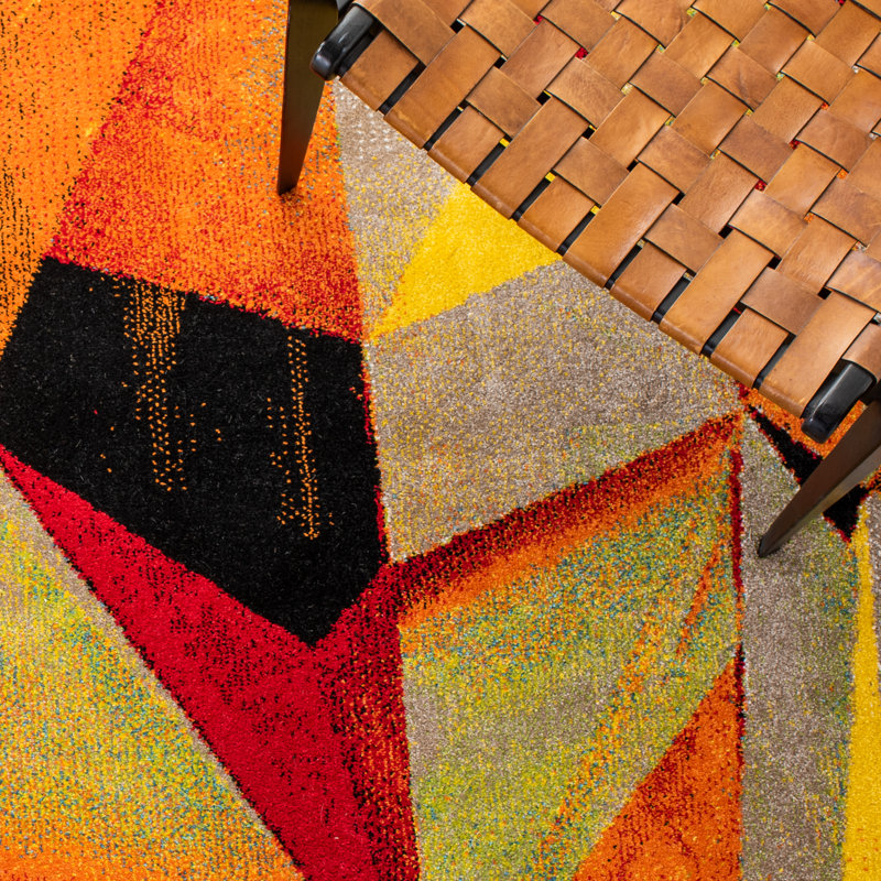 Tapis abstrait Sarya Performance, Carré 5 pi 3 po