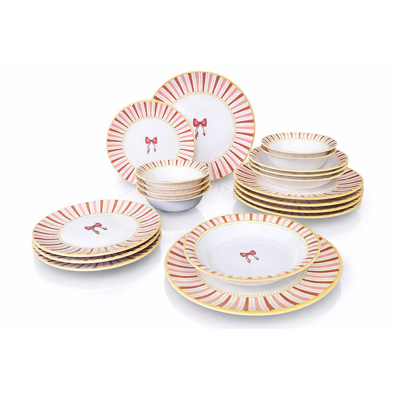 Dinner Set, Yellow/Red/Pink