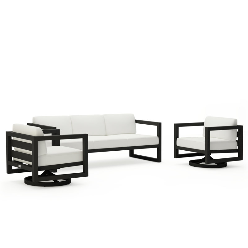 Avion 3 Piece Sofa Set With Swivel, Slate, Canvas Natural Sunbrella® Canvas