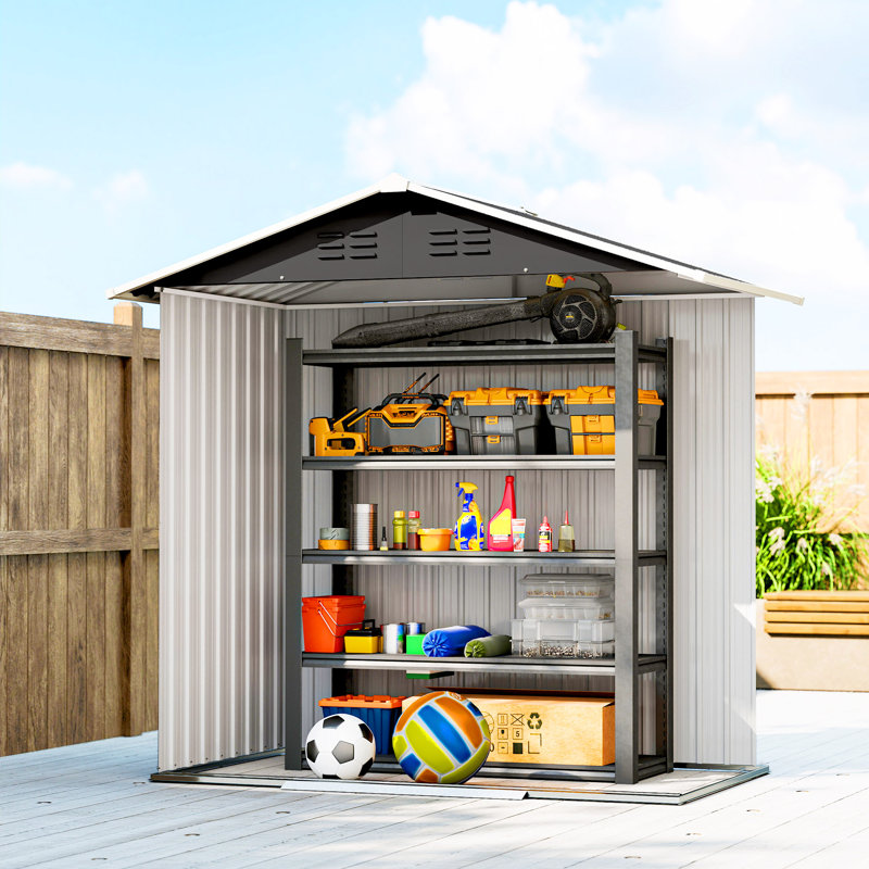 Garden Storage Shed, Light Grey
