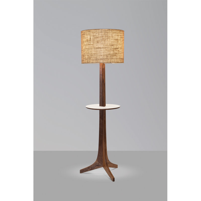 Lampe sur pied 59 po Nauta, Toile de jute, Aluminium brossé / noyer / blanc