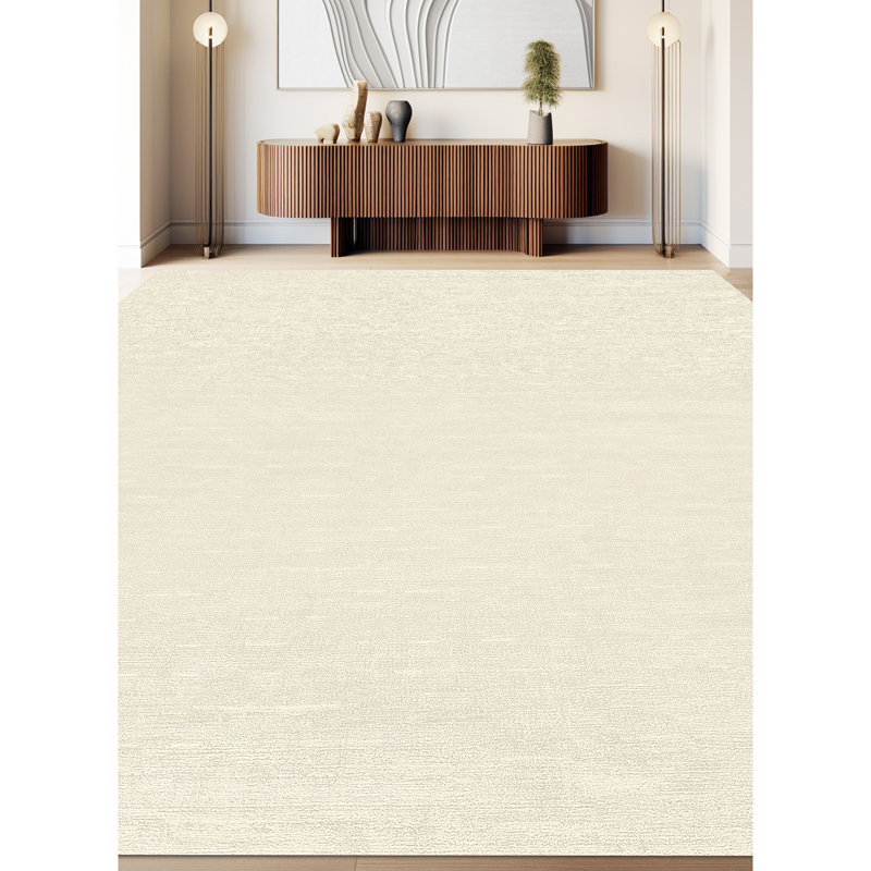 Hand Knotted Area Rug in White/Cream, Rectangle 10' x 14'