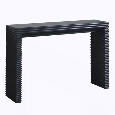 Modern Black Console Table with Ribbed Design,Wood Console Table