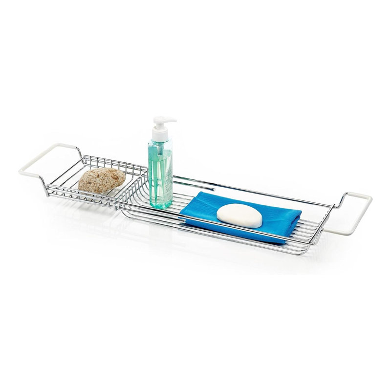 Plateau de baignoire de douche extensible en acier inoxydable au-dessus de la baignoire sur pattes