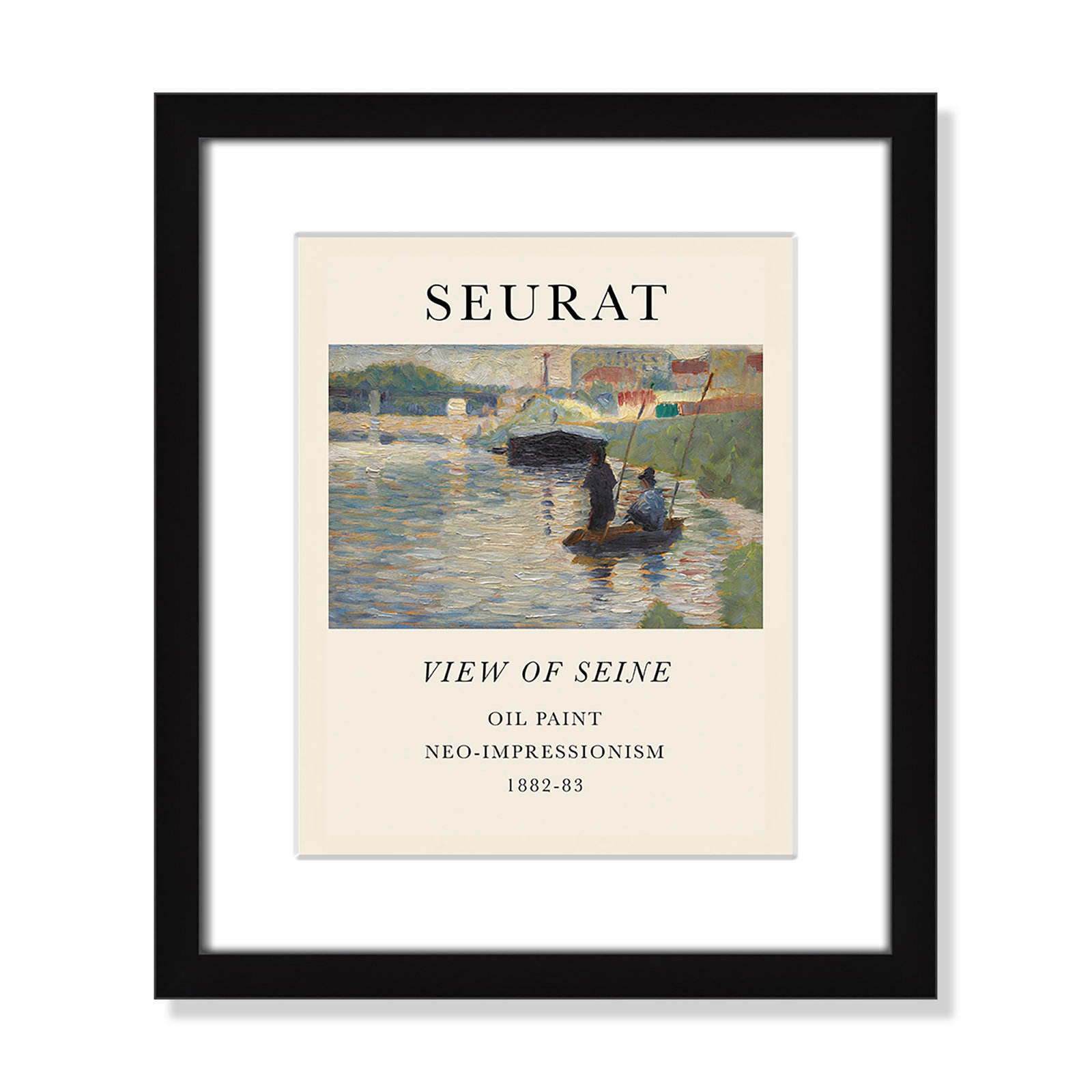 Old Masters Collection "View of Seine" Print, Black Single Picture Frame, Yes, 15" H x 13" W x 1.25" D