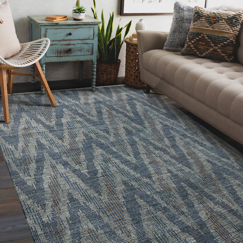 Tapis gris anthracite en laine noué à la main Nickols, Rectangle 9 pi x 12 pi, Gris
