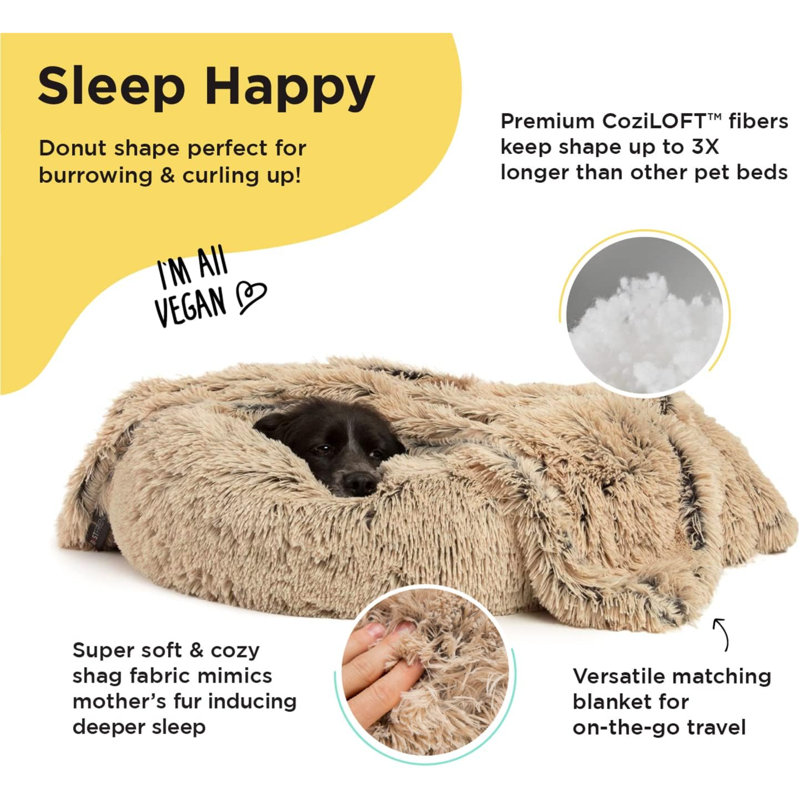 Donut à poil long The Original Calming, Grand (l 30 po x P 30 po x H 8 po), Taupe