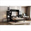 Lit escamotable pliant, fabrication grand format multifonctionnelle compacte en bois massif de couleur brune avec bureau intégré, meuble-lavabo et armoires de rangement