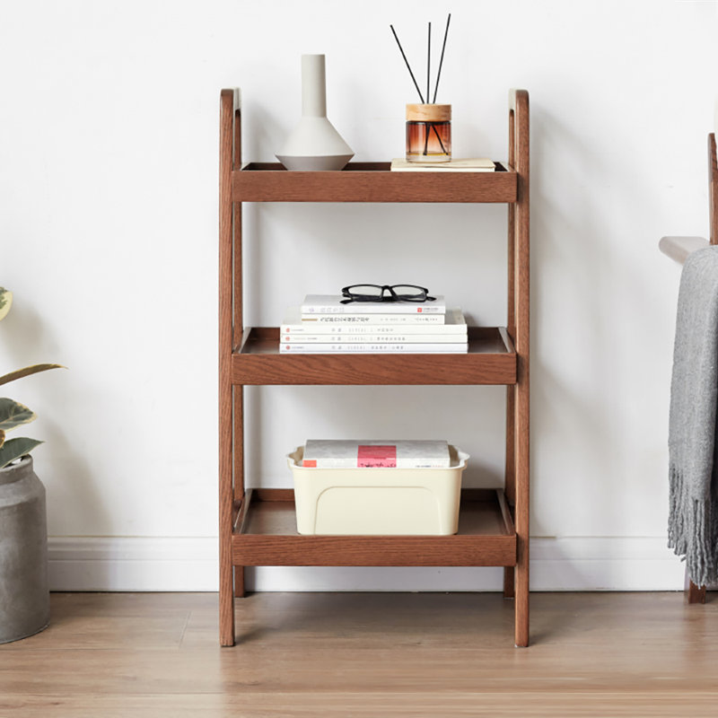 Solid Wood Frame End Table, 80cm H x 45cm W x 32cm D, Brown Oak