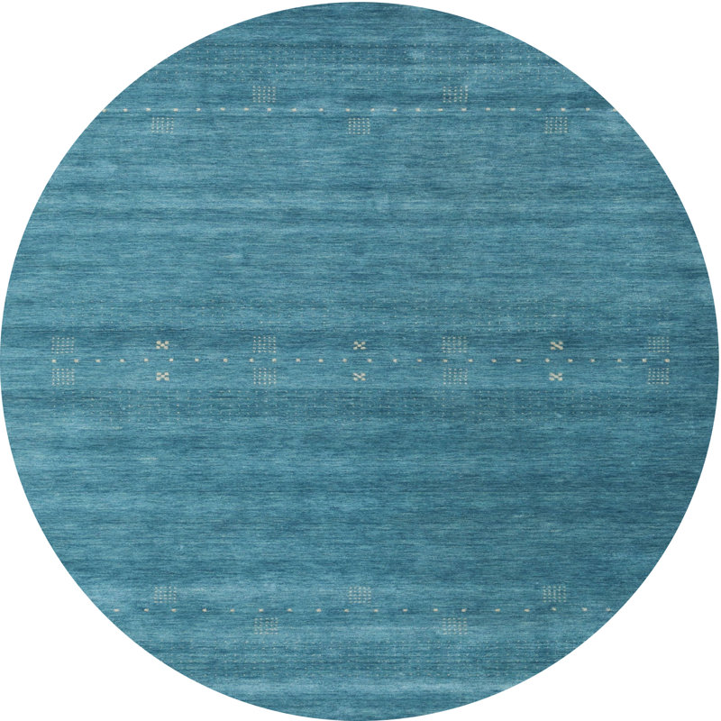 Tapis contemporain bleu, Rond 6 pi x 6 pi