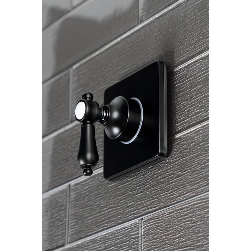 Kingston Brass Heirloom Single-Handle Wall Mount Three-Way Diverter Valve with Trim Kit, Matte Black