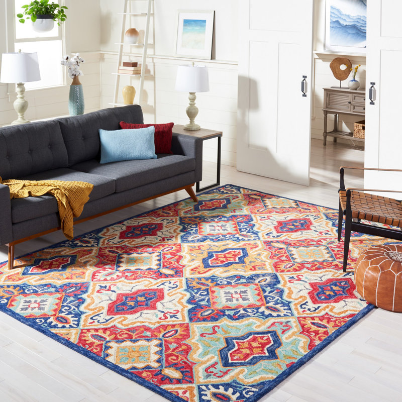 Farnam Hand Tufted Wool/Cotton Southwestern Rug in Blue/Rust, Rectangle 9' x 12'