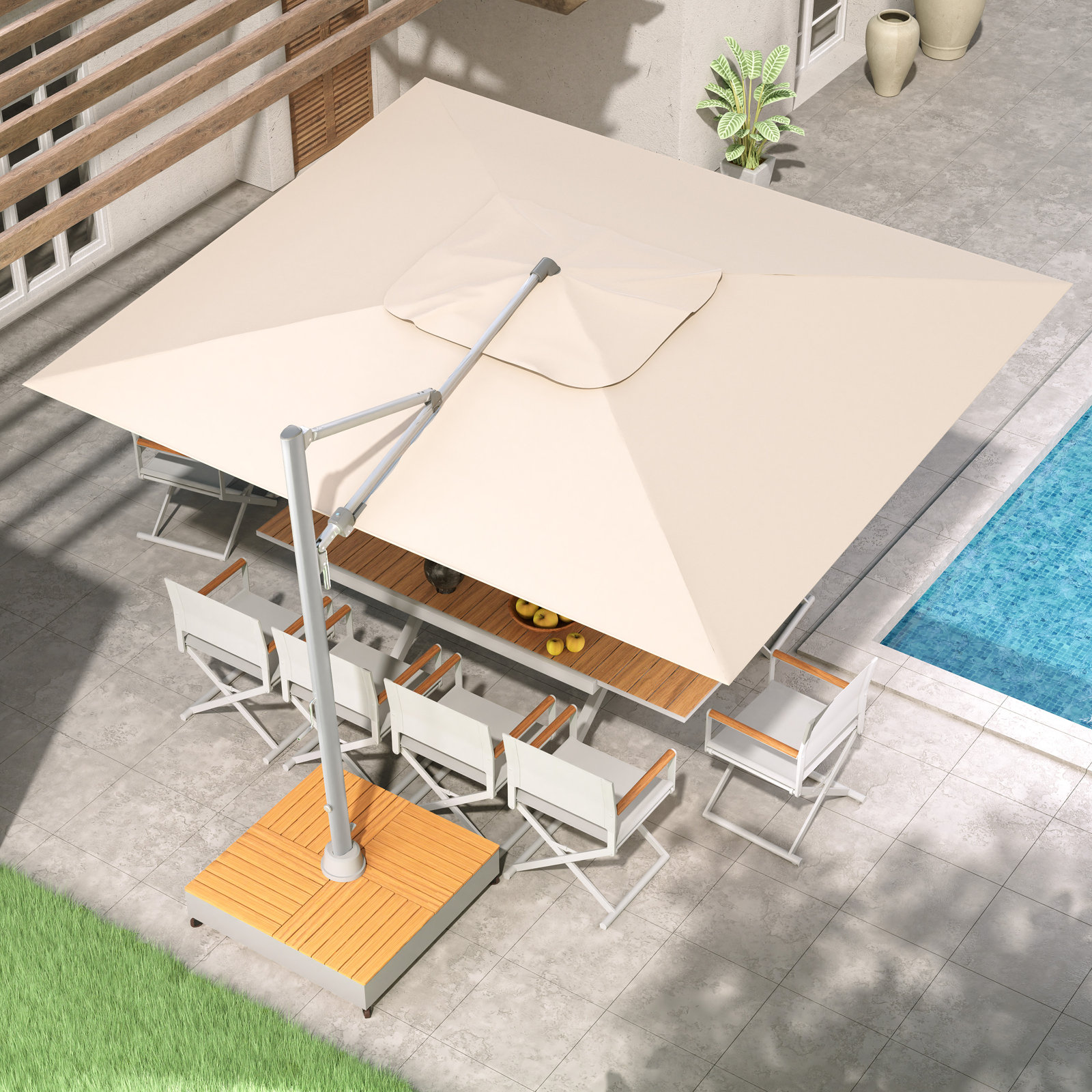 Menades 13.1' Cantilever Umbrella, Silver