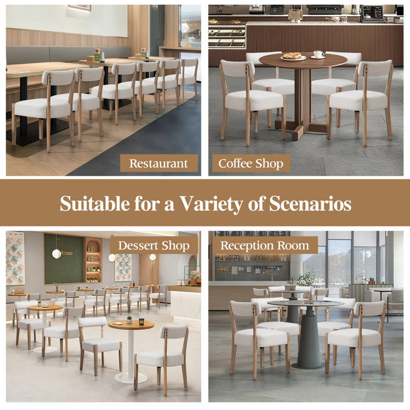 Linen Upholstered Side Dining Chairs, Beige