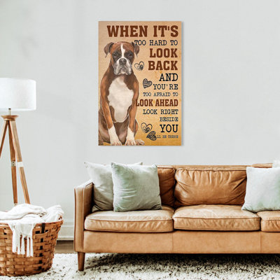 «Boxer Dog When Its Too Hard to Look Back And Youre trop Af cœur», impression sur toile tendue