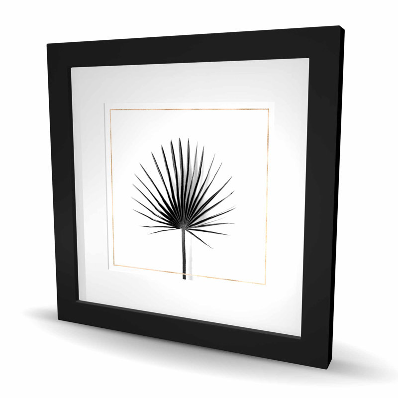 Feuille de chou avec lignes dorées - impression botanique encadrée