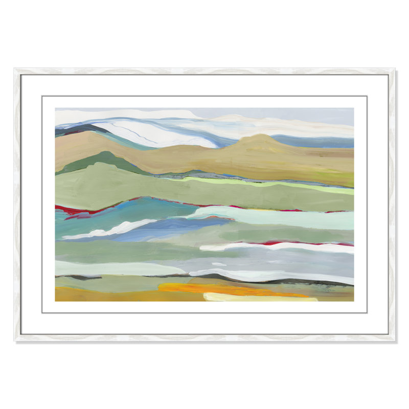Dee Goodbye Summer on the Hills - Picture Frame Painting, White Wood Framed, 29.5" H x 41.5" W x 0.75" D