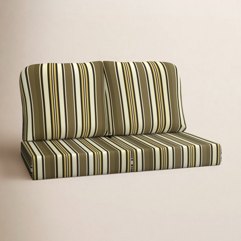 Coussin de causeuse intérieur / extérieur Amala Sunbrella®, Brun / blanc / jaune Sunbrella®