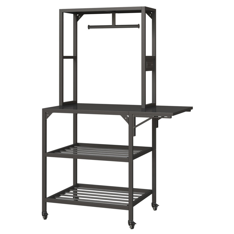 Support de bureau pour imprimante 3D robuste avec porte-bobine en forme de T et roues, adapté aux studios d'impression 3D, aux bureaux à domicile et aux studios, noir